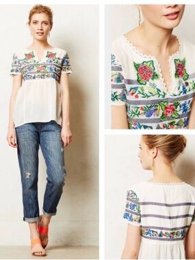 Vanessa Virginia Moineau Bouquet Embroidered Tee